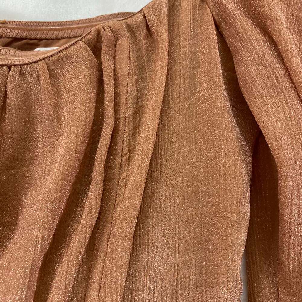 ASTR The Label Mauve Puff Sleeve Ruffle Shimmer Mini Dress Sz XS - Picture 6 of 8